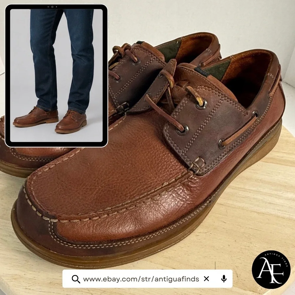 CLARKS Men's Boat Shoes Two-Toned Leather Lace-Up Top-Siders Casual Size 13M